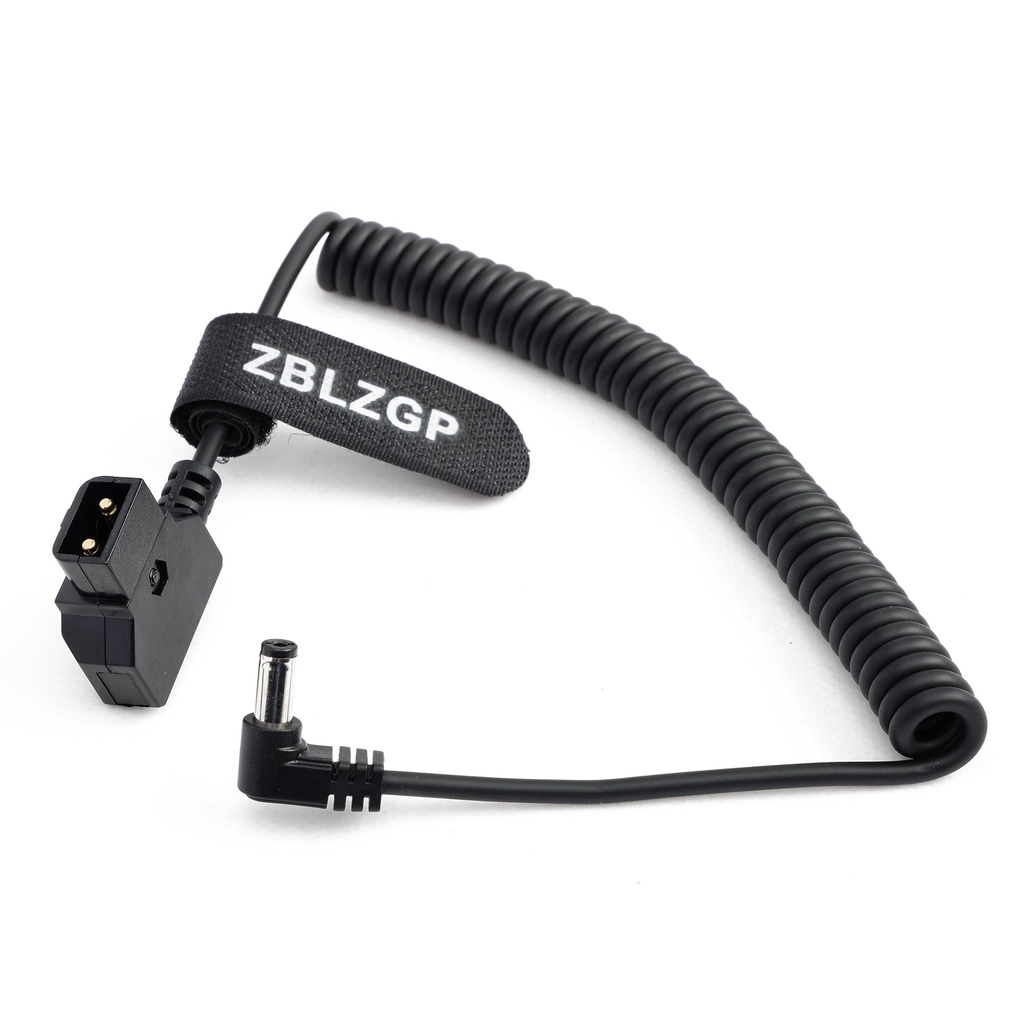ZBLZGP Power Tap D Tap to 2.1 DC 12v Cable for KiPRO LCD Monitors Lectrosonic Atomos Shogun Inferno (Right Angle 2.1DC, Coiled Cable)