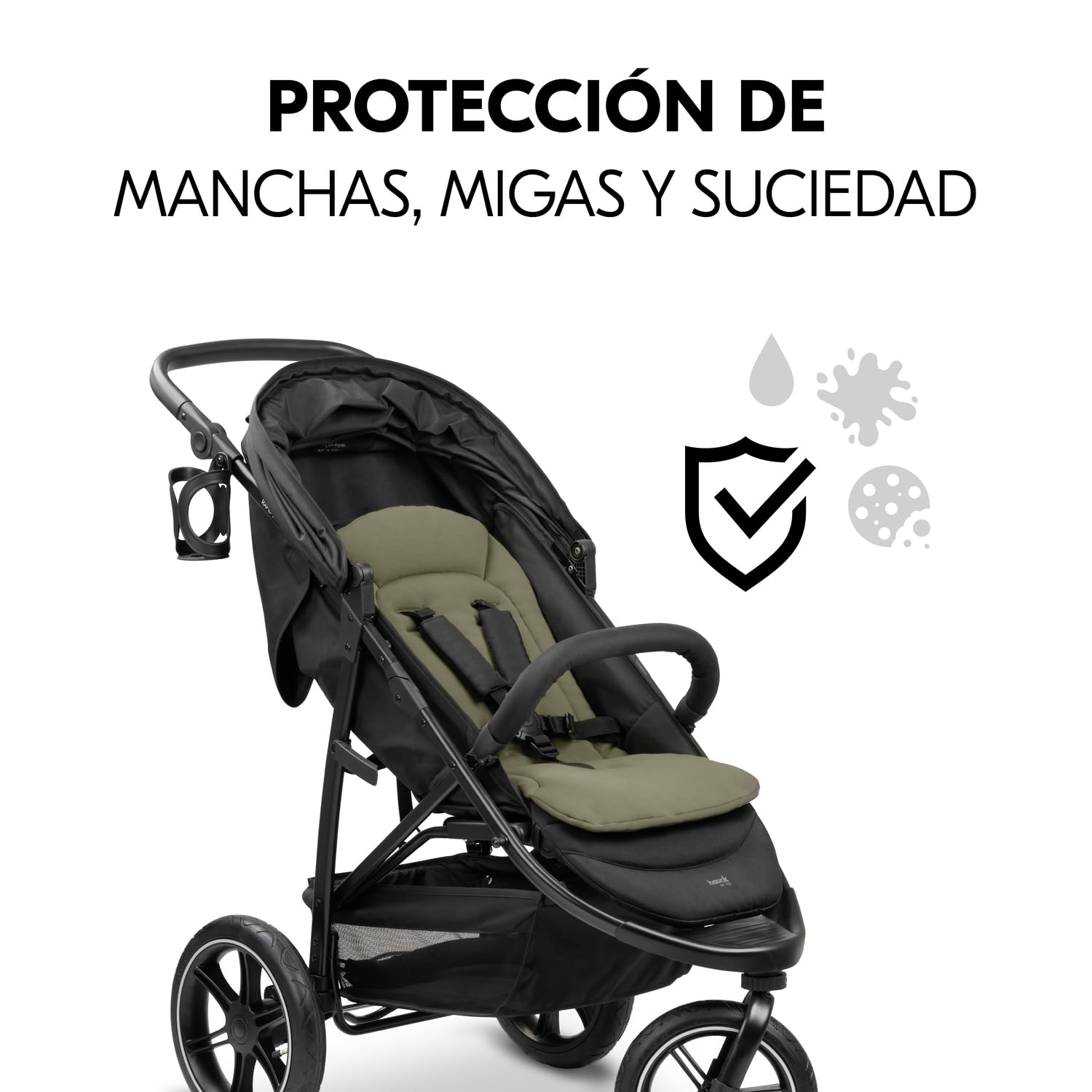 hauck Colchoneta para Silla de Paseo Universal - Funda Carrito Bebe y Remolques de Bicicleta para Niños, Algodón, Transpirable, Suave, Fácil de Fijar, Verano e Invierno - Verde — view 6