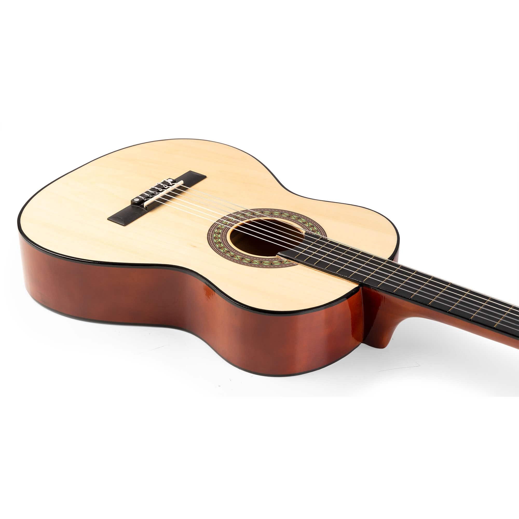 MAX SoloArt Junior 3/4 Guitarra Clásica para Niños - Set Completo con Funda Mochila, Soporte MAX GP20, Afinador Clip, Púas y Cuerdas de Nailon - Ideal para Principiantes de 8 a 12 Años
