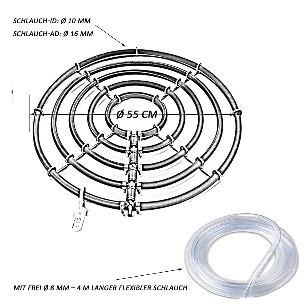 KoiPond - Diffusore d'aria per laghetto, in acciaio inox, aeratore idroponico ponderato a tre anelli, migliora la salute di pesci e piante (5 anelli/Ø55 cm)