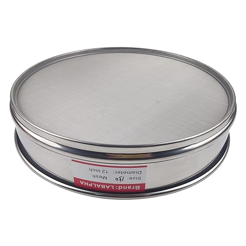 Miniatura 2 de LABALPHA Tamices de laboratorio de malla 150, tamiz de prueba de malla 150, 12 '' de diámetro, paño de alambre de acero inoxidable 304 (0.004 in)