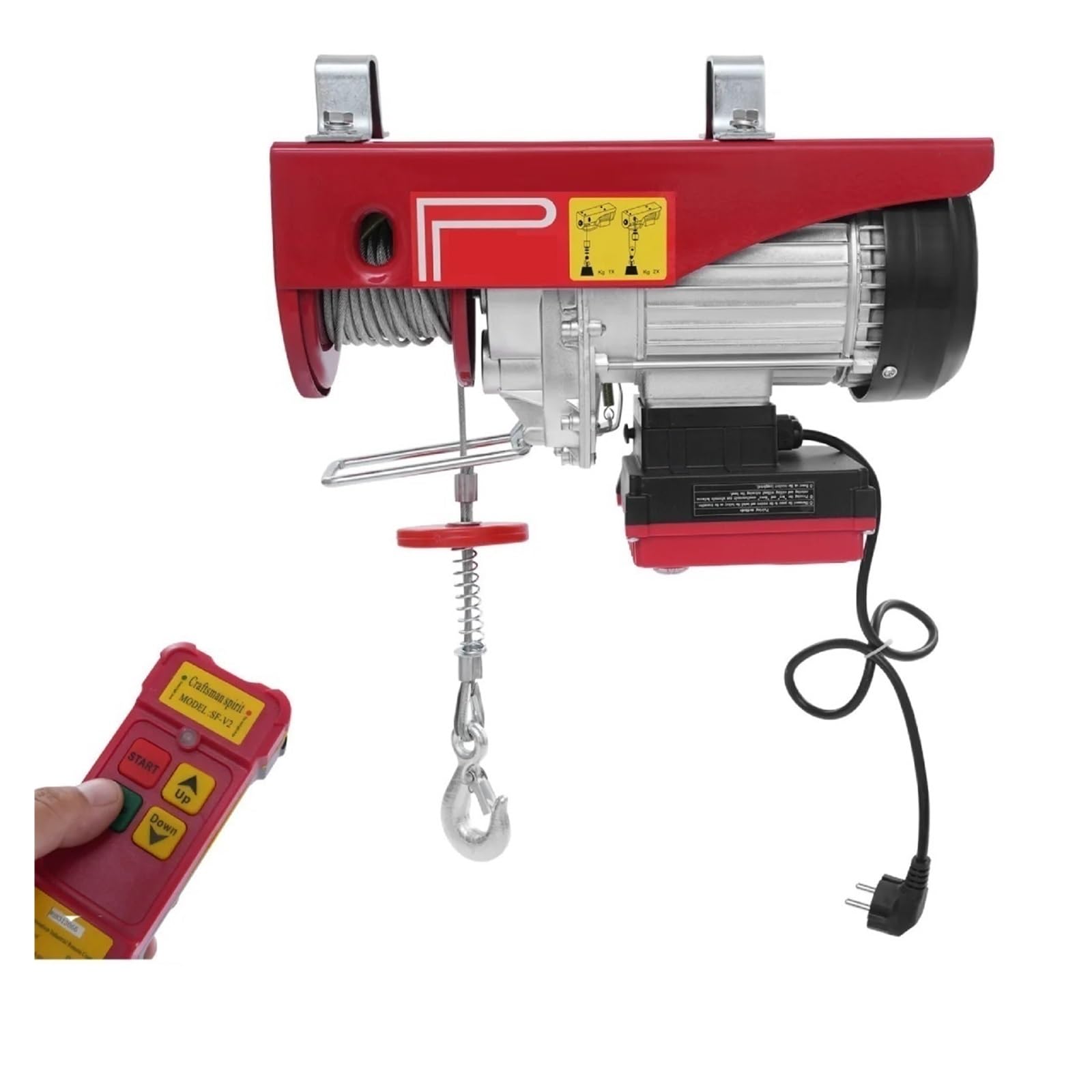 Torno Teledirigido Inalámbrico Del Cable De La Grúa Elevación Alzamiento Eléctrico 400kg Con Cuerda Doble Cabrestante Elevador Polipasto