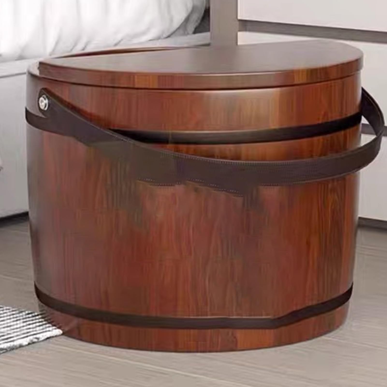 Cubo de baño de madera – Barreño multiusos, contenedor para tratamientos de spa relajantes, accesorio compacto para la relajación, unidad funcional para el cuidado del hogar, práctica herramienta de