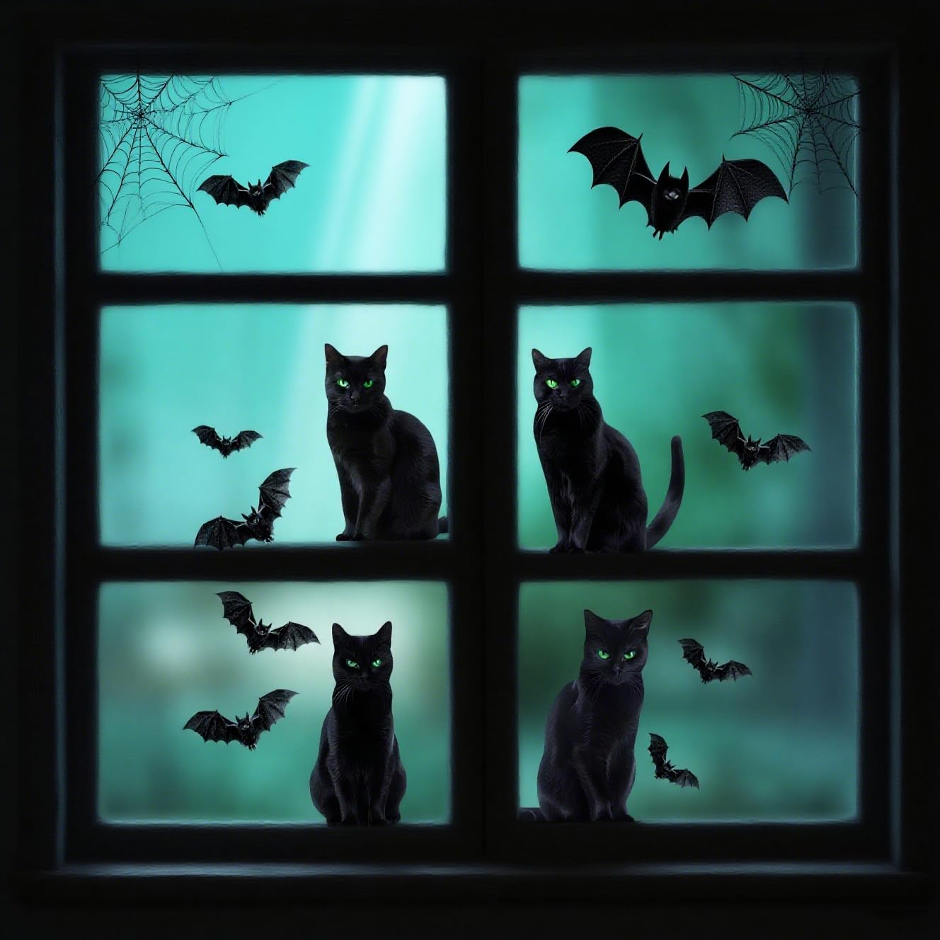 Spiderweb Bat Window Decor 6-Pack Large Halloween Window Clings ...