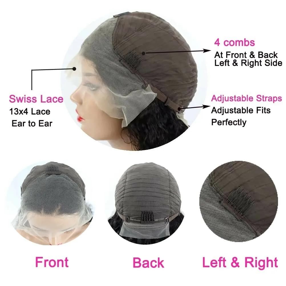 Urshiney 13x4 Lace Front Wig Human Hair Kinky Curly 20 Inch Pre Plucked with Baby Hair Free Part Swiss Transparent Lace Wig for Black Women 180% Density Natural Color - Image 3