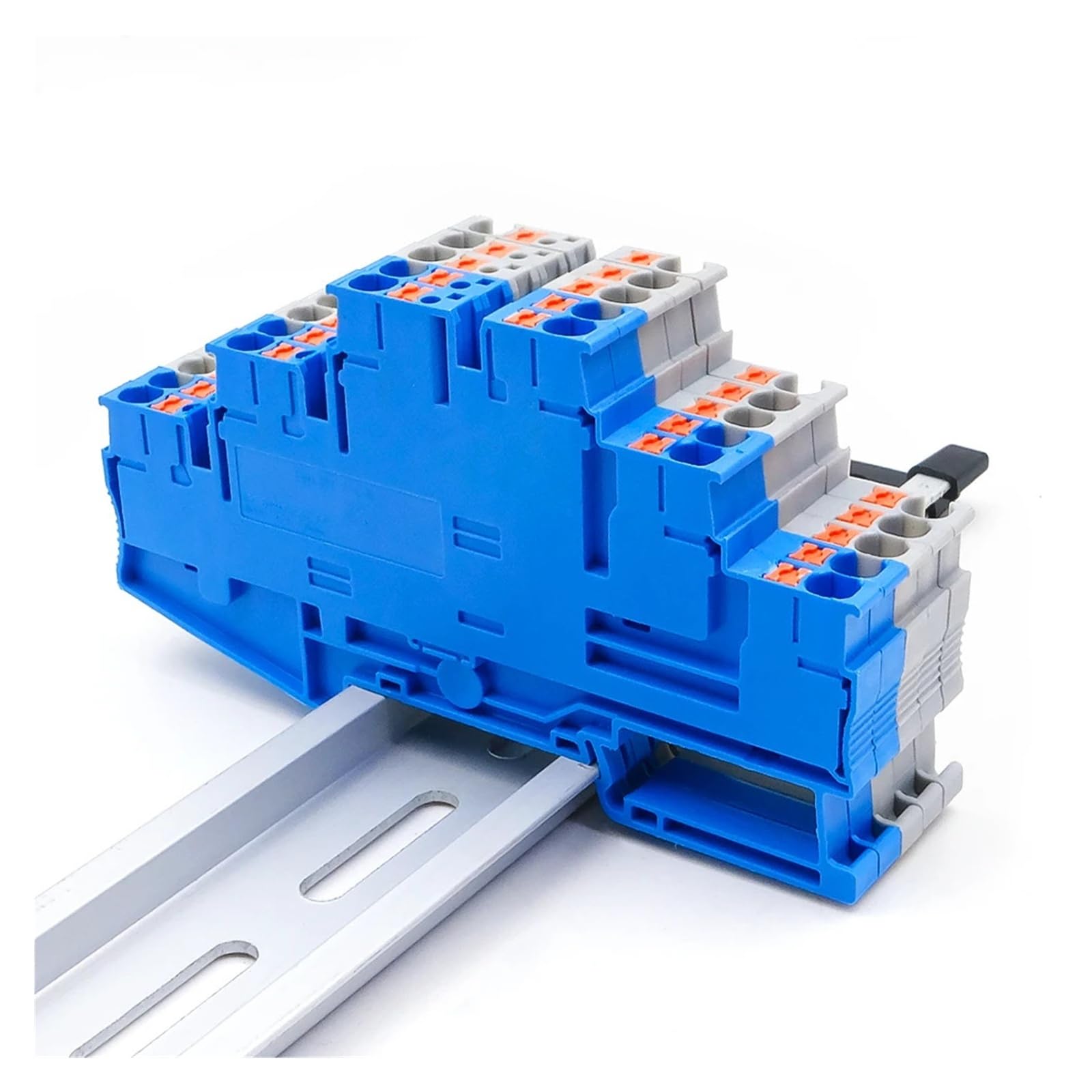10-teiliger dreilagiger DIN-Schienen-Anschlussblock, kompakte Federklemme, 2,5 mm², elektrischer Kabelverbinder(PT 2.5-3L-GRAY)