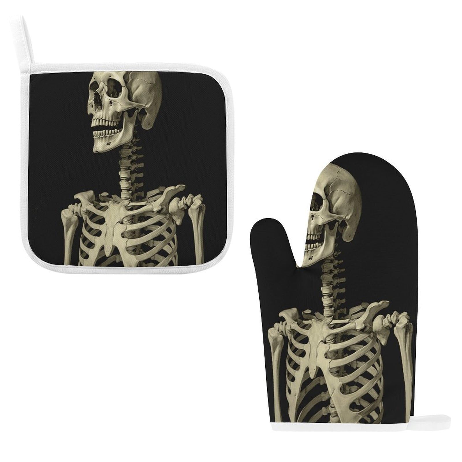 Btcowzrv Style A Skeleton Oven Mitts And Pot Holders 2Pcs Set