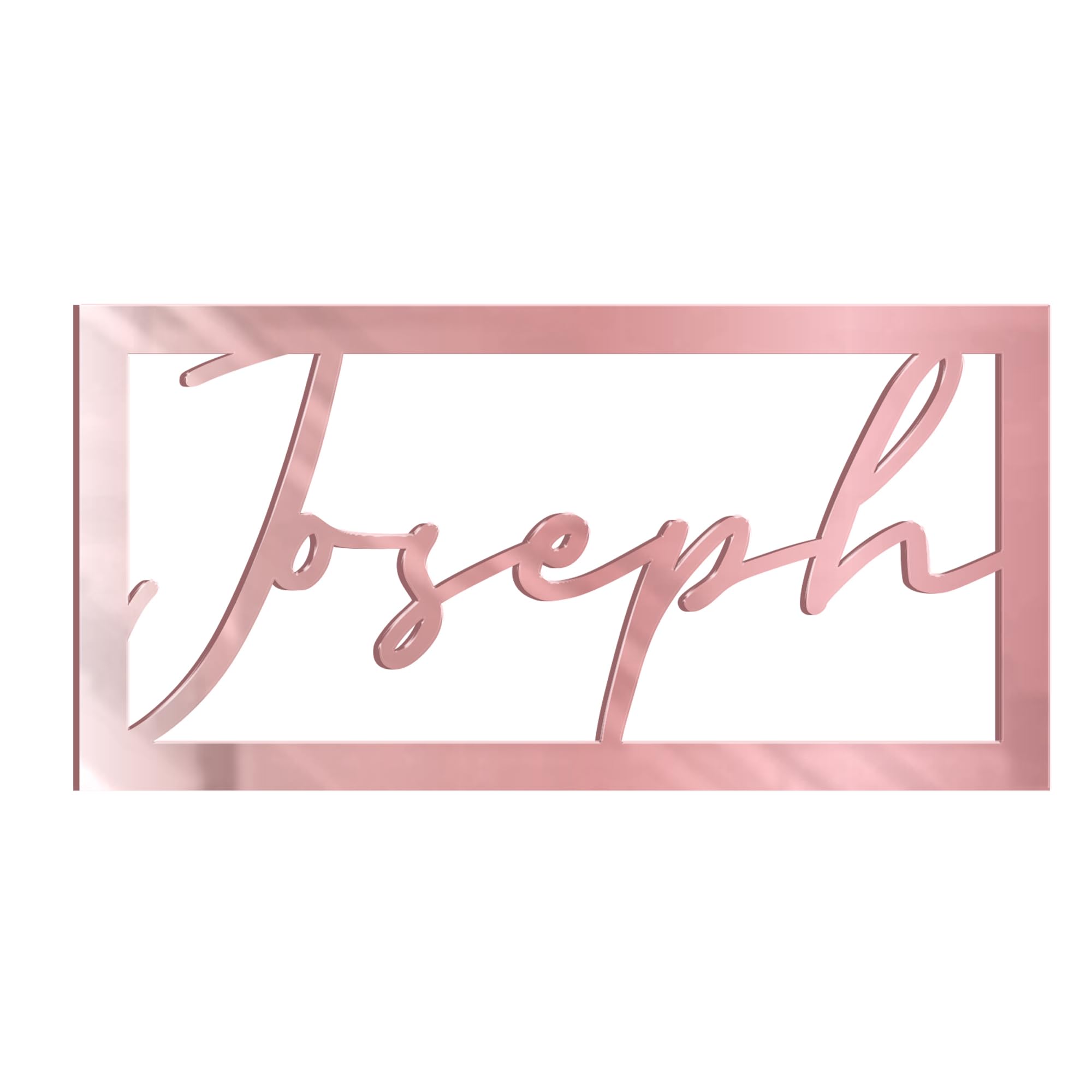 Personalised Wooden Wedding Name Hoop Sign Rectangle Wall Plaque Floral MDF Mirror Decor (Rose Gold Mirror, 10cm)
