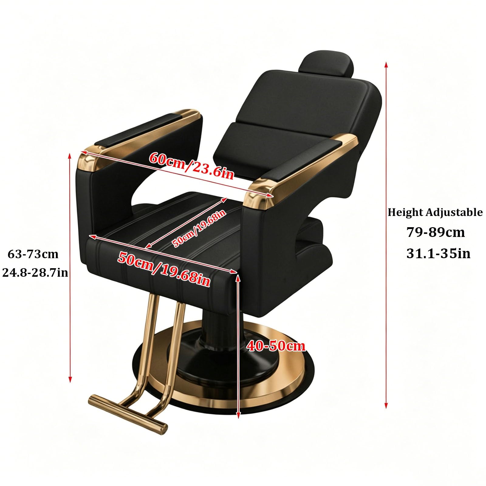 Sillón de barbería hidráulico, reclinable y Giratorio 360° con Estructura metálica, tapicería de Piel sintética (PU), Ideal para peluquerías o Estaciones de Lavado(Gray)