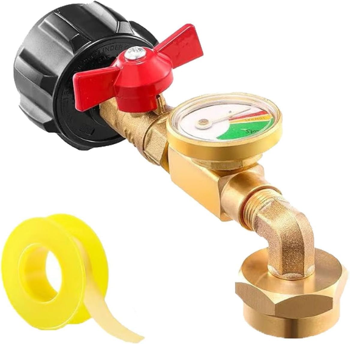 Universal Propane Tank Gauge Level Indicator, Propane Refill Adapter with Gauge and Control Valve, Level Indicator, Gas Pressure Meter for RV Camper, Cylinder, BBQ Gas Grill, Heater