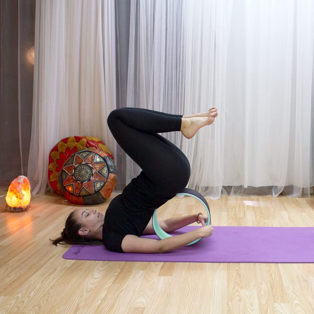 Mobiclinic® Fitness, Cerchio Yoga, Antiscivolo, Multifunzionale, Facilmente Lavabile, Migliora la Tua flessibilità e Resistenza, Wheel, 30 x 13 cm, Accessori, Nero Turchese