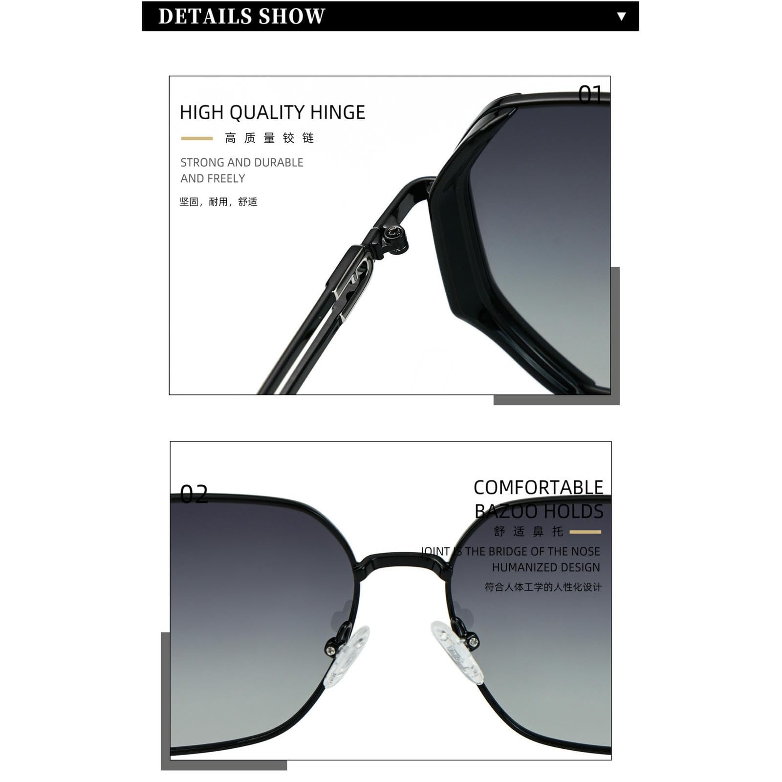 Sonnenbrille Damen Damenmode Gradient Polygonal Geht Aus Strand Straße Schießen Pendeln Sonnenviser-c48 Goldrahmen Progressives Grau