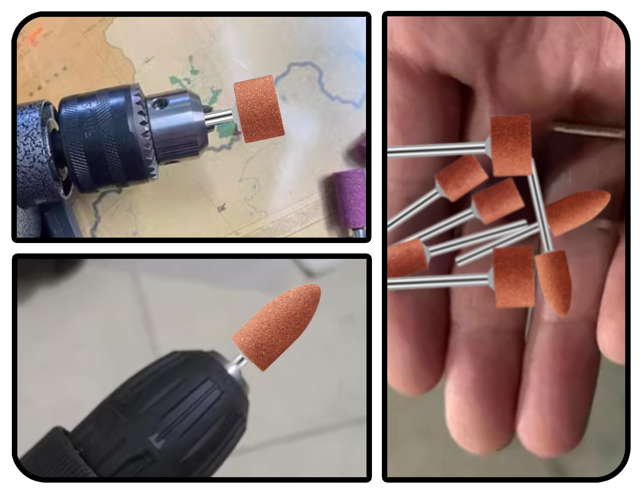 Lot De 10 Têtes De Meulage Abrasives En Corindon - Formes Variées Pour Outils Rotatifs