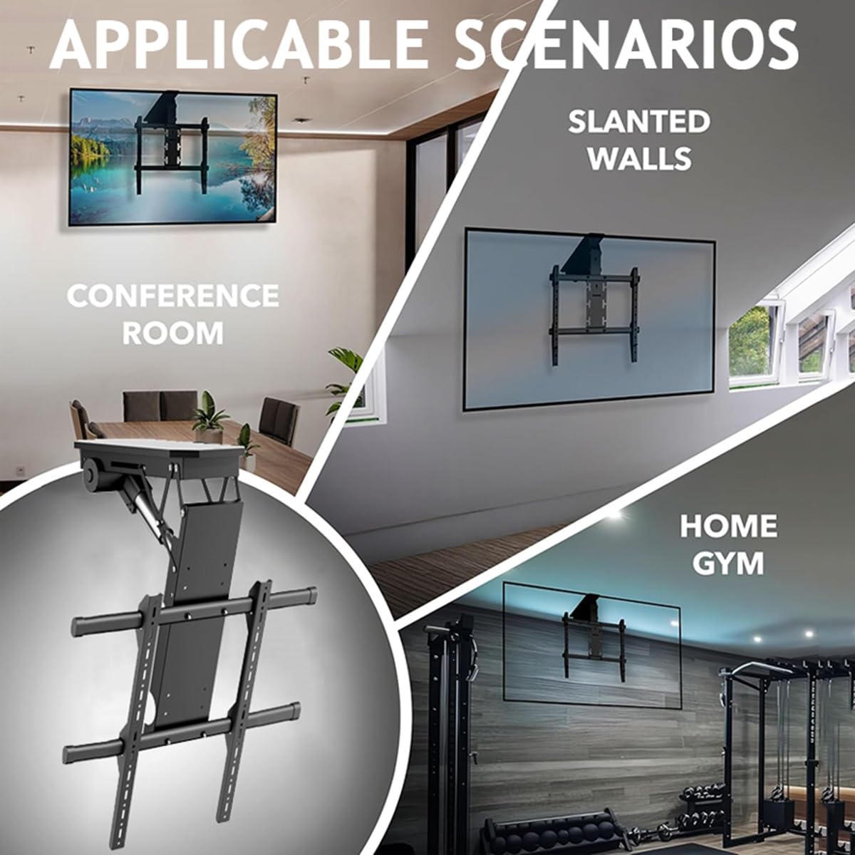Supporto da soffitto motorizzato per Smart TV con regolazione dell'angolo da 0 a 85° - Supporto da soffitto elettrico per TV con staffa ribaltabile, telecomando wireless(32-70 inch)