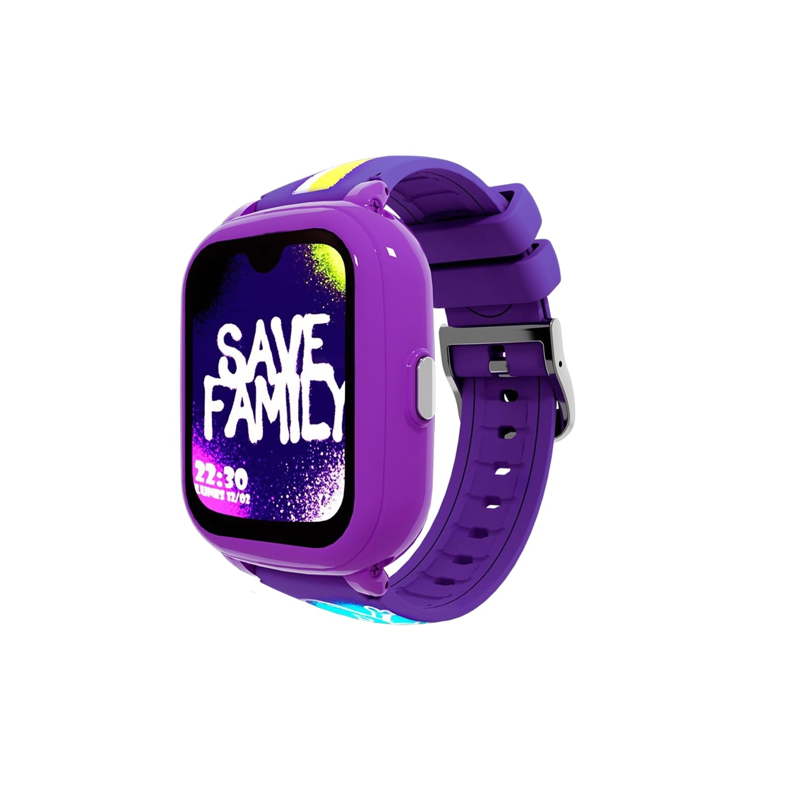 SaveFamily Iconic 2 Plus 4G. Smartwatch voor kinderen. Videogesprek, Video, Beller-ID, Muziek, Bluetooth, App Store, Whatsapp. GPS-kinderhorloge, Camera, SOS, waterdicht (Iconic 2 Plus, Graffiti)