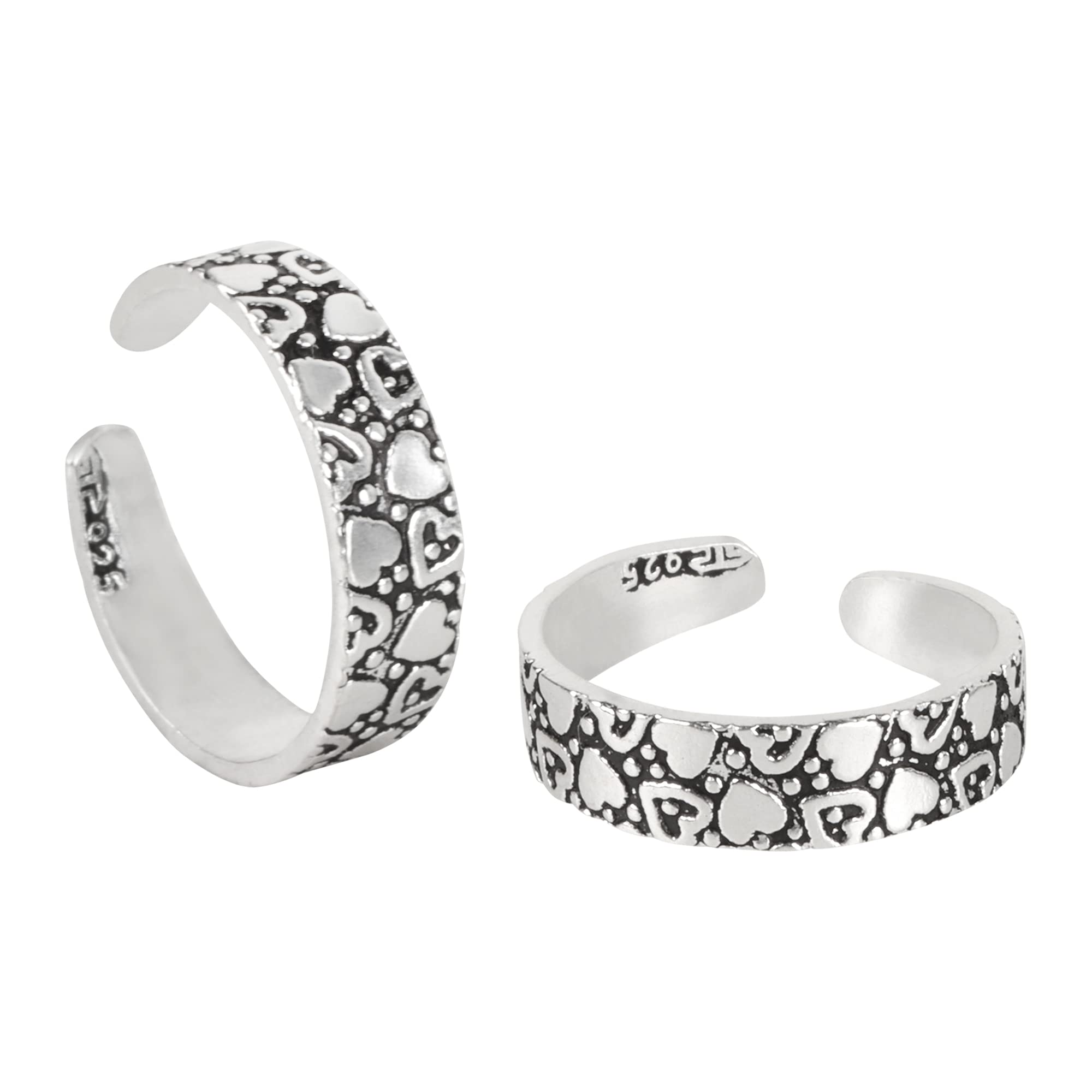 Stylish Sterling Oxidised Toe Rings with 3D Self Designs