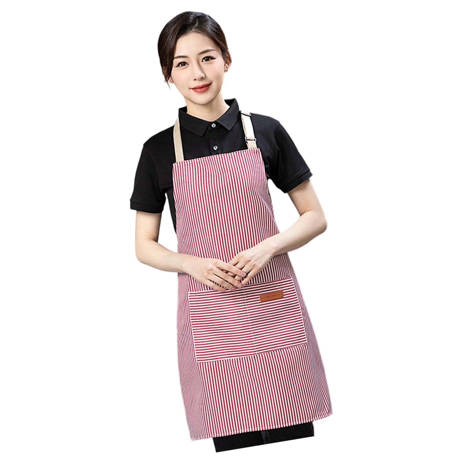 Tsophreniq Classical Striped Kitchen Apron with Adjustable Neckstrap Breathable Polycotton Apron for Cooking Baking and Grilling Stain Resistantes Cotton