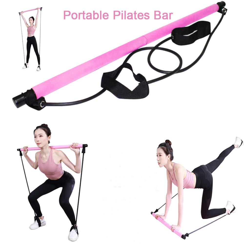 Anby Multifunction Leg Exerciser Pedal Resistance Band Set for Butt/Abdomen/Hand/Shoulder/Waist/Chest/Back Workout, Portable Pilates Bar Kit with Foot Loops Band Stick, Home Fitness Equipment Trainer