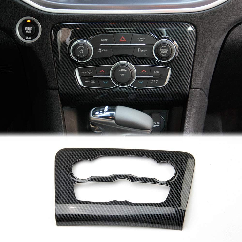 crosselec Carbon Fiber Central Control Air Conditioning A/C Panel Cover tirm for Dodge Charger 2015+