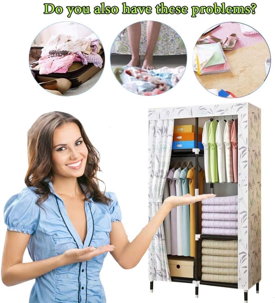 Clothes Closet Fabric Wardrobe Portable Closet Wardrobe Quick and Easy to Assemble Extra Strong and Durable, Used to Store Clothes, Shoes, Toys,A