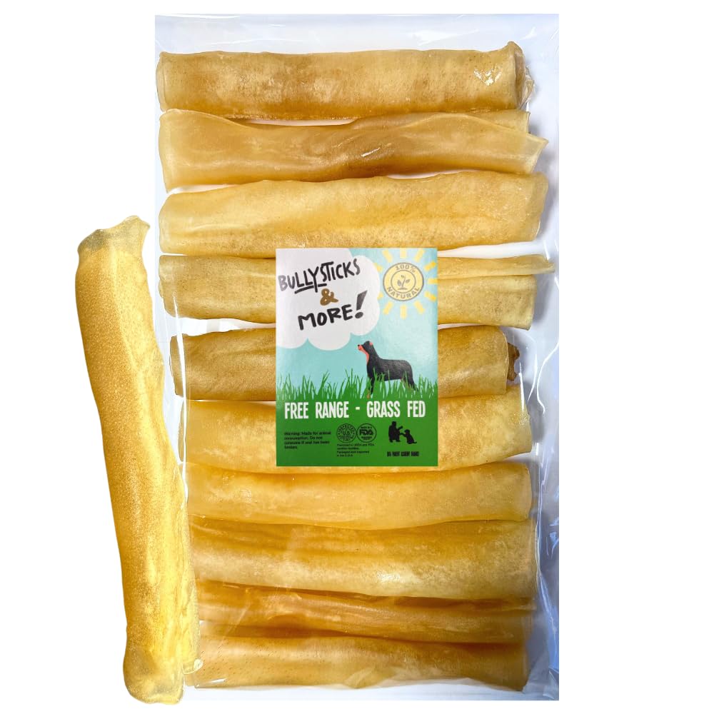 BULLYSTICKS &amp; MORE 6 Inch Beef Collagen Rolls for Dogs (Regular Size - 12 Count) -Bones for Dogs - Dog Parents Choice - No Hide Beef Cheek Rolls