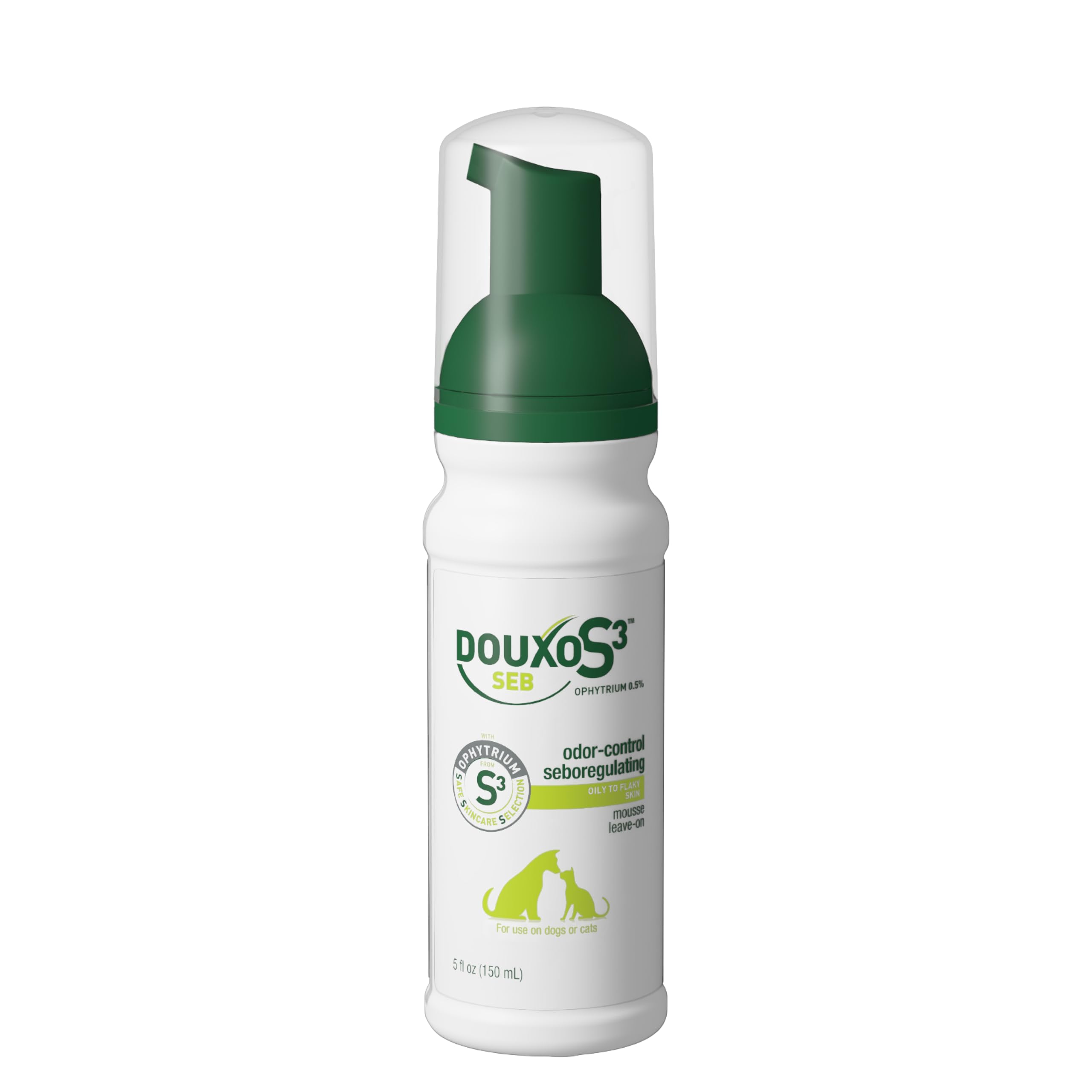 Douxo S3 Seb Mousse, Contains 0.5% Ophytrium, Odor Control & Seboregulating, For Oily to Flaky Skin, Seborrhea, For Dogs and Cats, 5.1 fl. oz. (150mL)