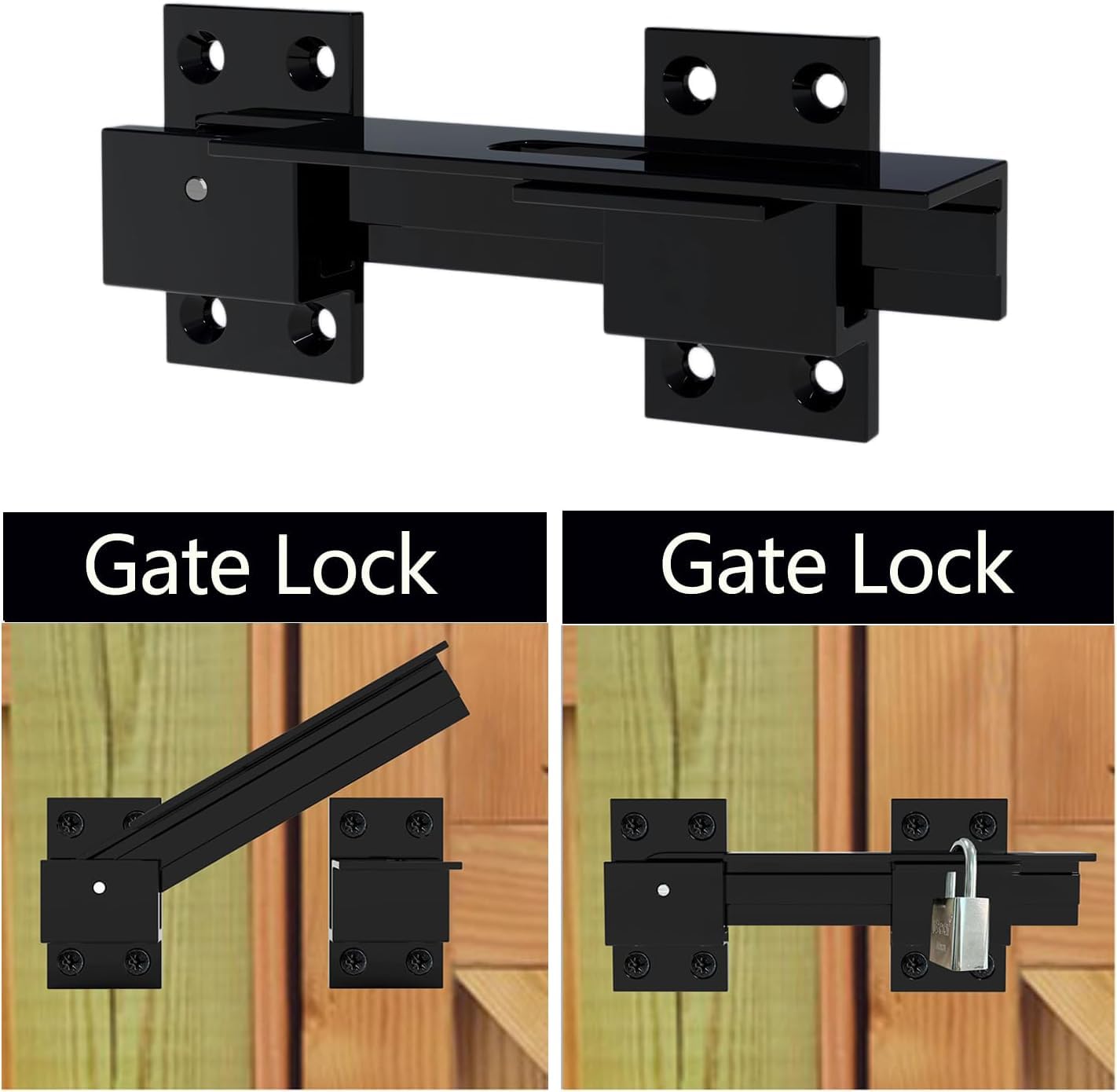 VANROUG 2 Pcs Flip Gate Latch Lock with Padlock Hole, Flip Latch Safety Door Bolt, Garage Door Locks - Image 4