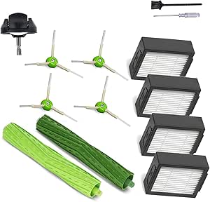 Kit Pièces Rechange Pour Roomba I7, E5, E6, E7, I3, I4, I6, I8, J7 - Brosses Caoutchouc + Filtres HEPA