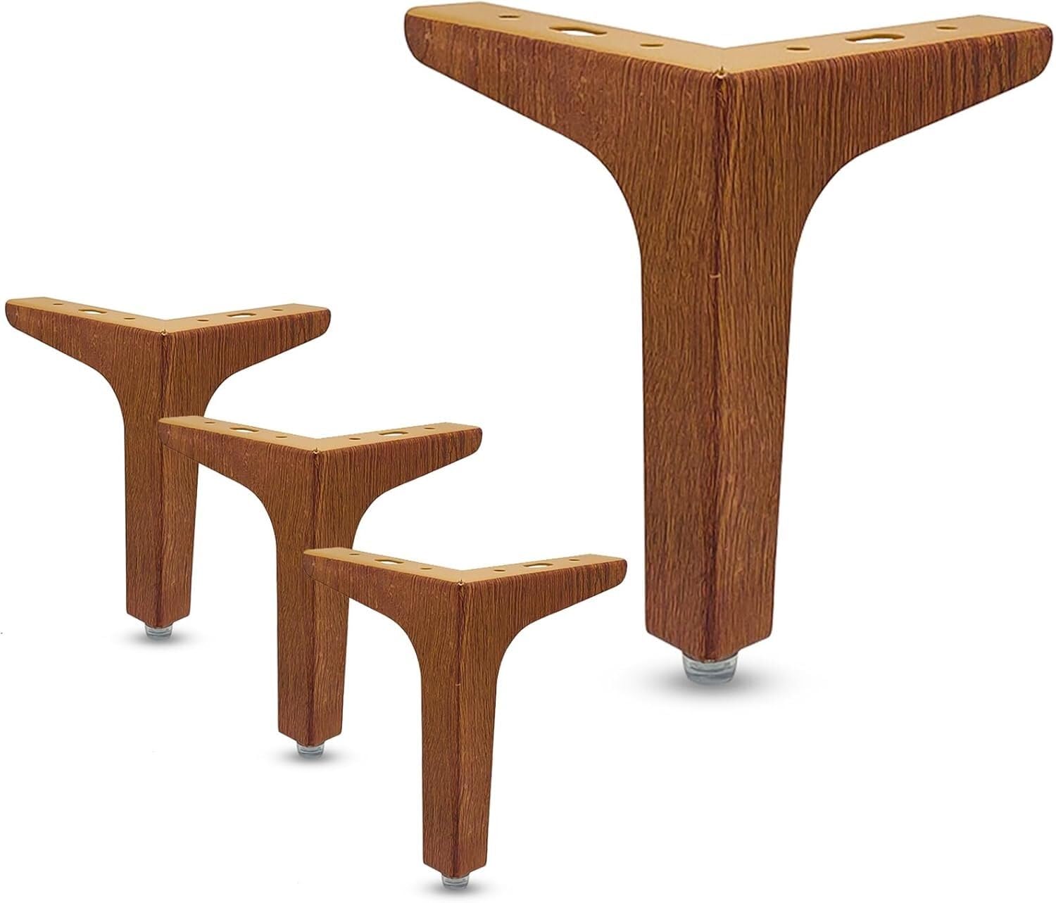 Rhllvj Walnut Wood Color Modern Metal Triangle Sofa Support Feet Furniture Replacement Feet For Sofas, Cabinets, Nightstands, Coffee Tables(Walnut Wood Color)