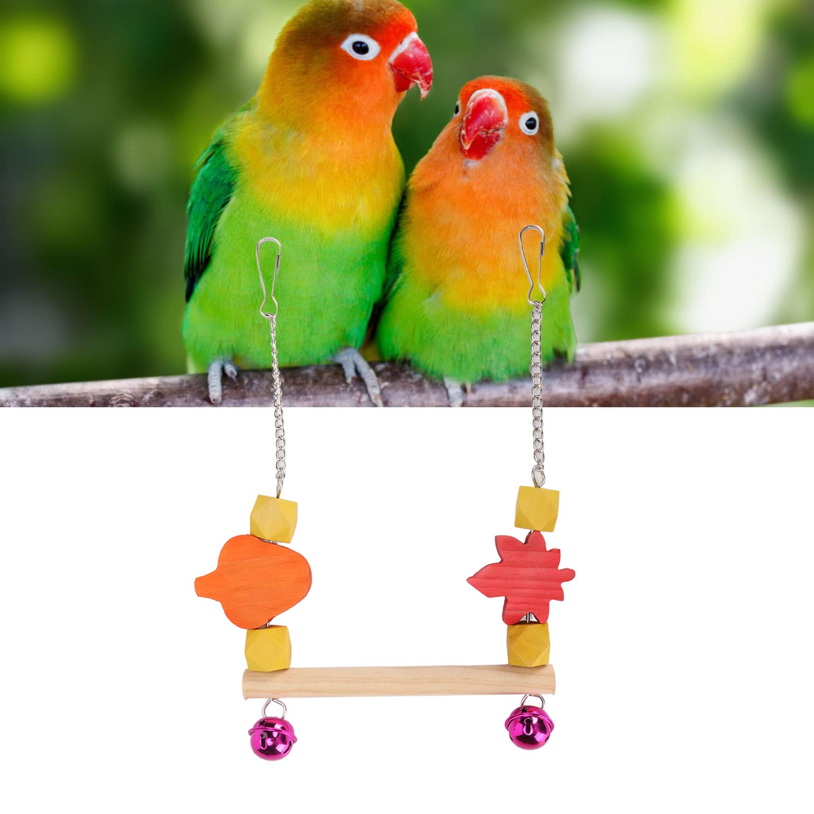 木製鳥用スタンド カラフルチェーン付き*5 木製鳥用スタンド カラフル