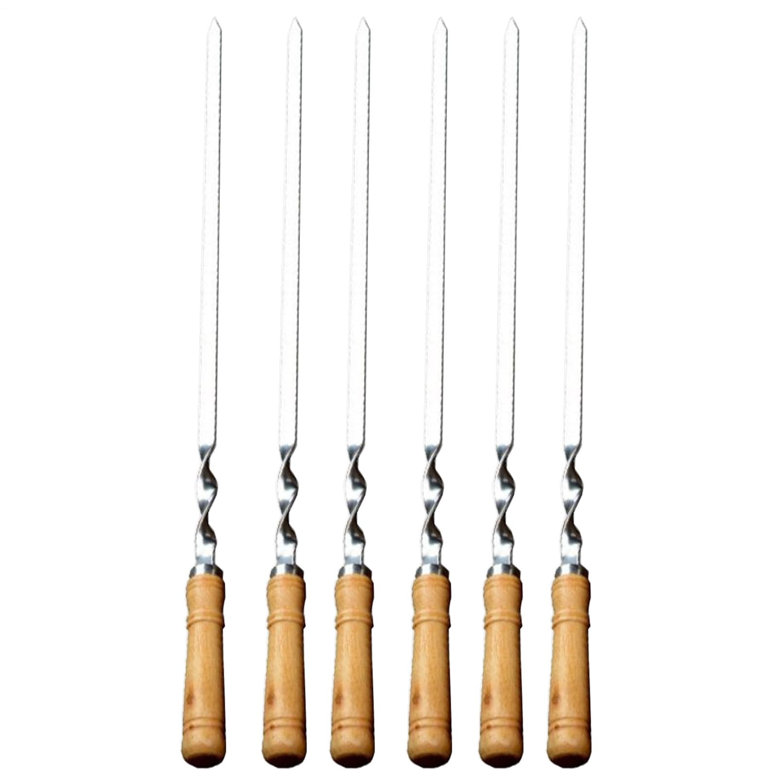 Brochettes plates en acier inoxydable pour viande barbecue camping et cuisine de jardin