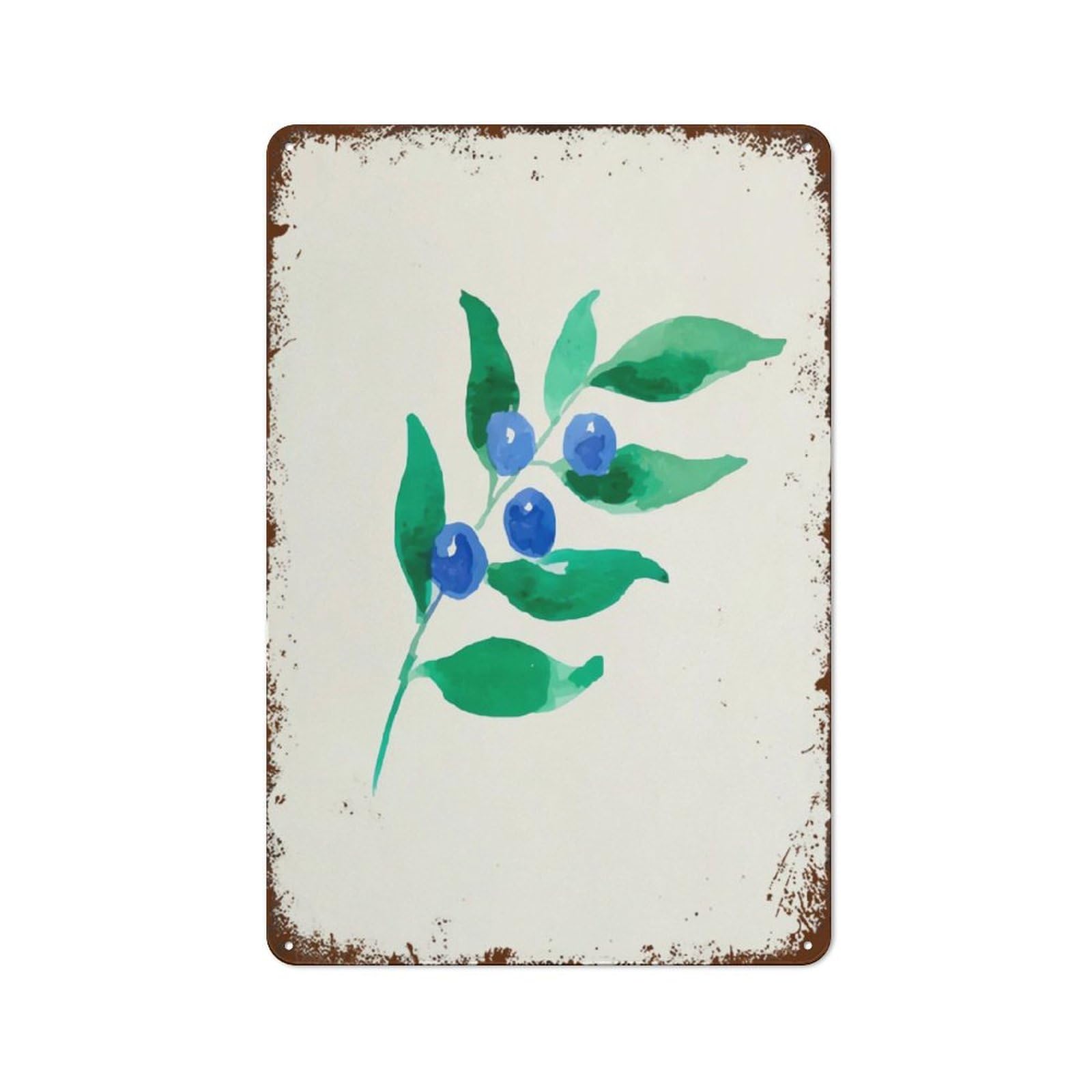 Blueberry Print Trendy Fruit Home Kitchen Wall Decor Sign 8x12 inch