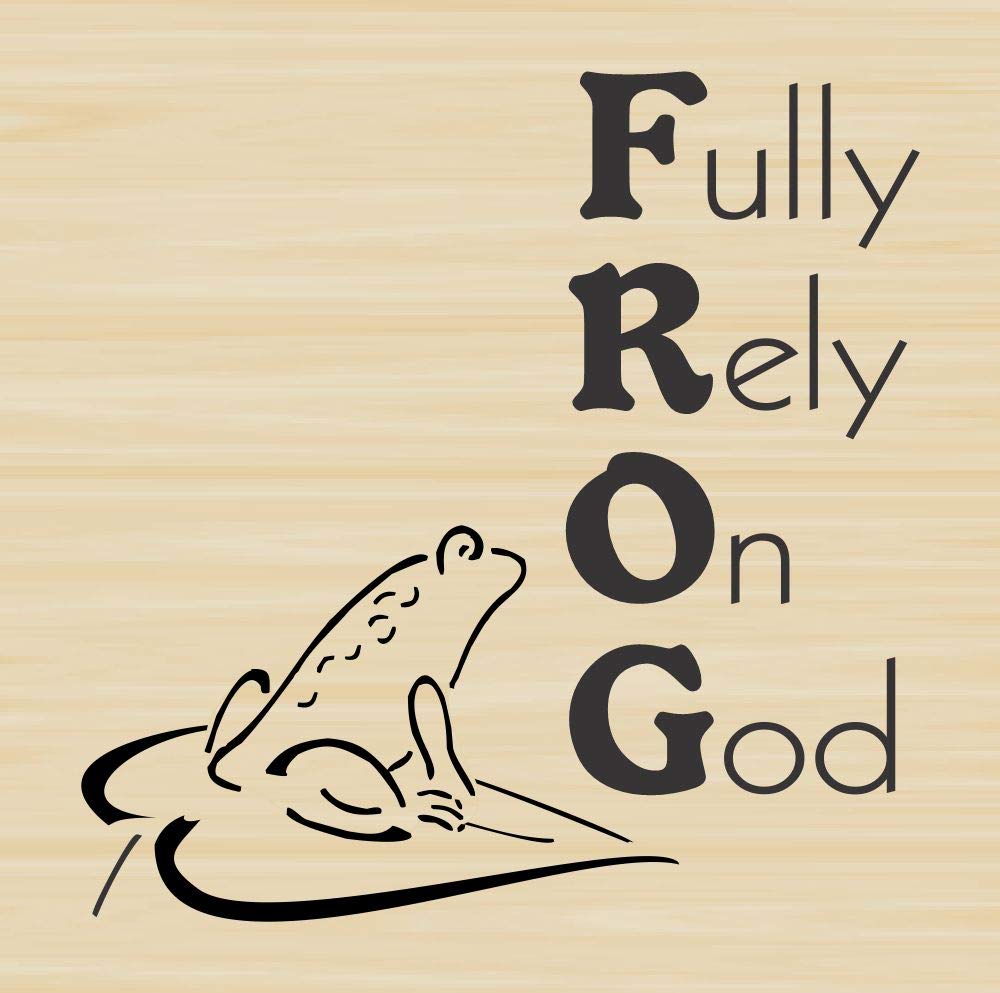 Frog Rely on God Greeting Rubber Stamp by DRS Designs - Made in USA