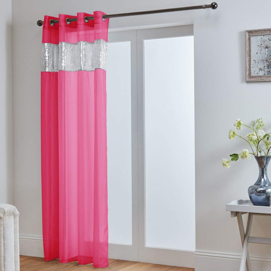 John Aird Fuchsia Sparkle Sequin Eyelet Voile Panel (, 58" Wide X 81" Drop)