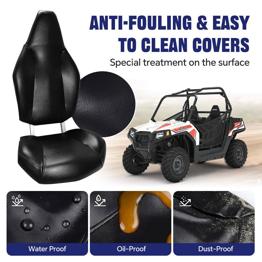 PIT66 Kit de Fundas de Asiento, Compatible con Polaris RZR 570 2012-2018/Polaris RZR 800 2008-2014/Polaris RZR 900 2011-2014/ACE 325/570 2014-2017, Vinilo Negro