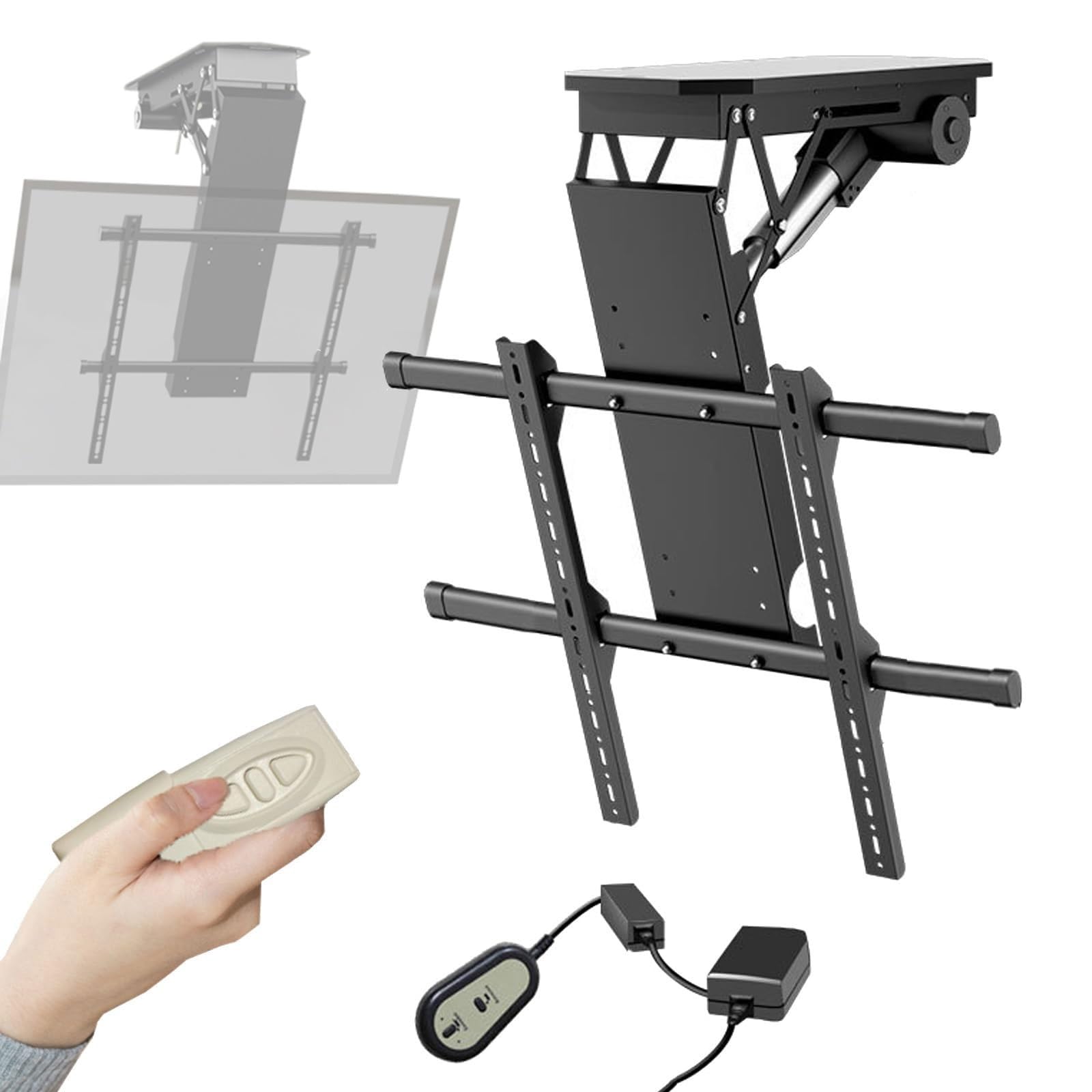 Soporte de elevación motorizado para TV con control remoto inalámbrico, montaje en ángulo ajustable para televisores de pantalla plana