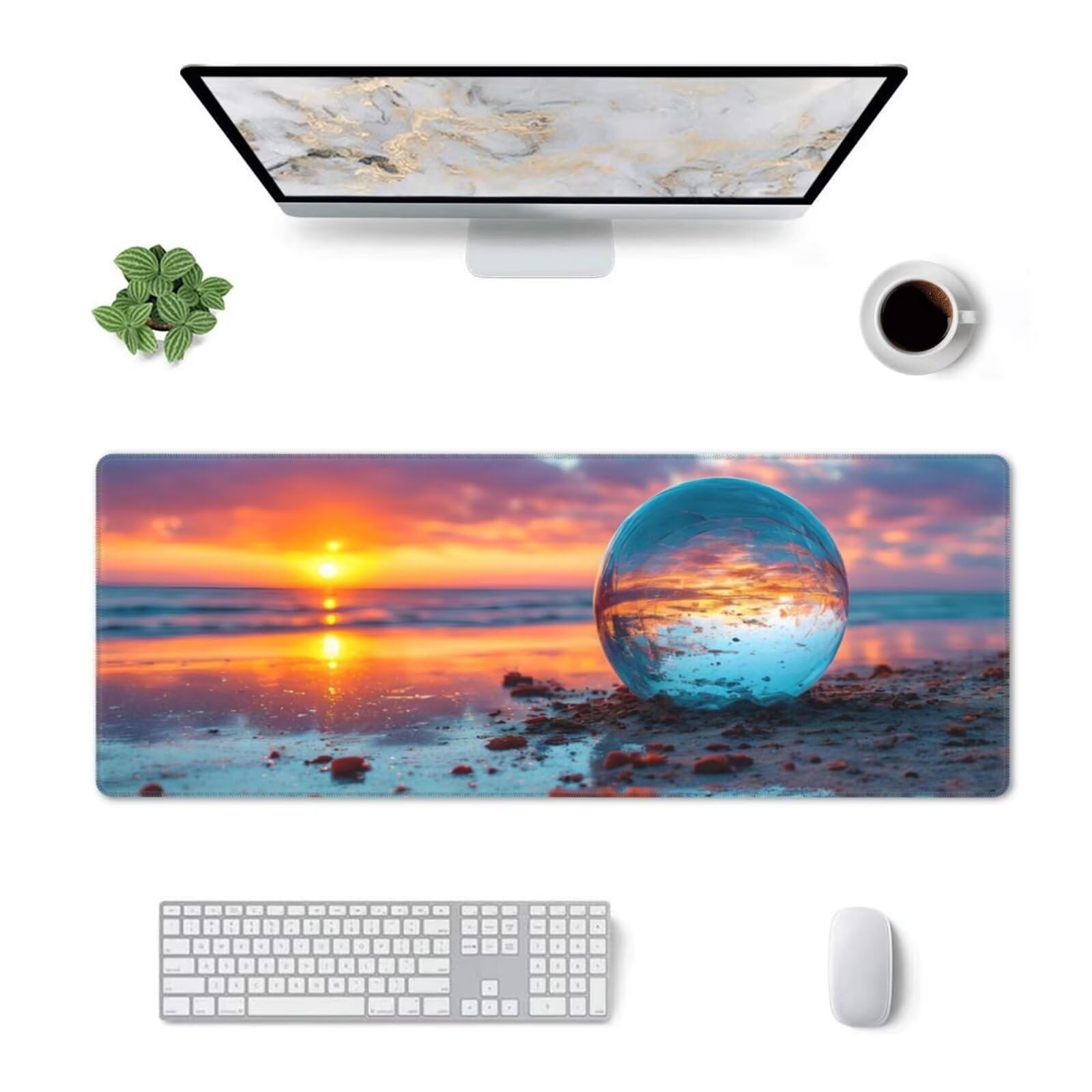 Tappetino Mouse, Tappetino Mouse Gaming Grande XXL 1500x800x3mm Tappetino Scrivania Mouse Pad, Base in Gomma Antiscivolo, Bordi Cuciti,Lavabile, Mousepad per Ufficio e Gaming (Sfera di cristallo) R624