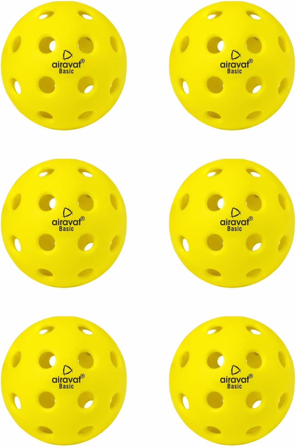 Premium Outdoor Pickleball Balls, 40 Hole Pickleball Basic Balls, Perfectly Balanced, High Bounce True Flight, Durable (Yellow- Pack of 6)