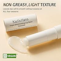 Vista 3 de Karl&Hans Bálsamo labial súper hidratante, sin perfume, con aceite de coco y aguacate para reparación y cuidado de labios, calma e hidrata