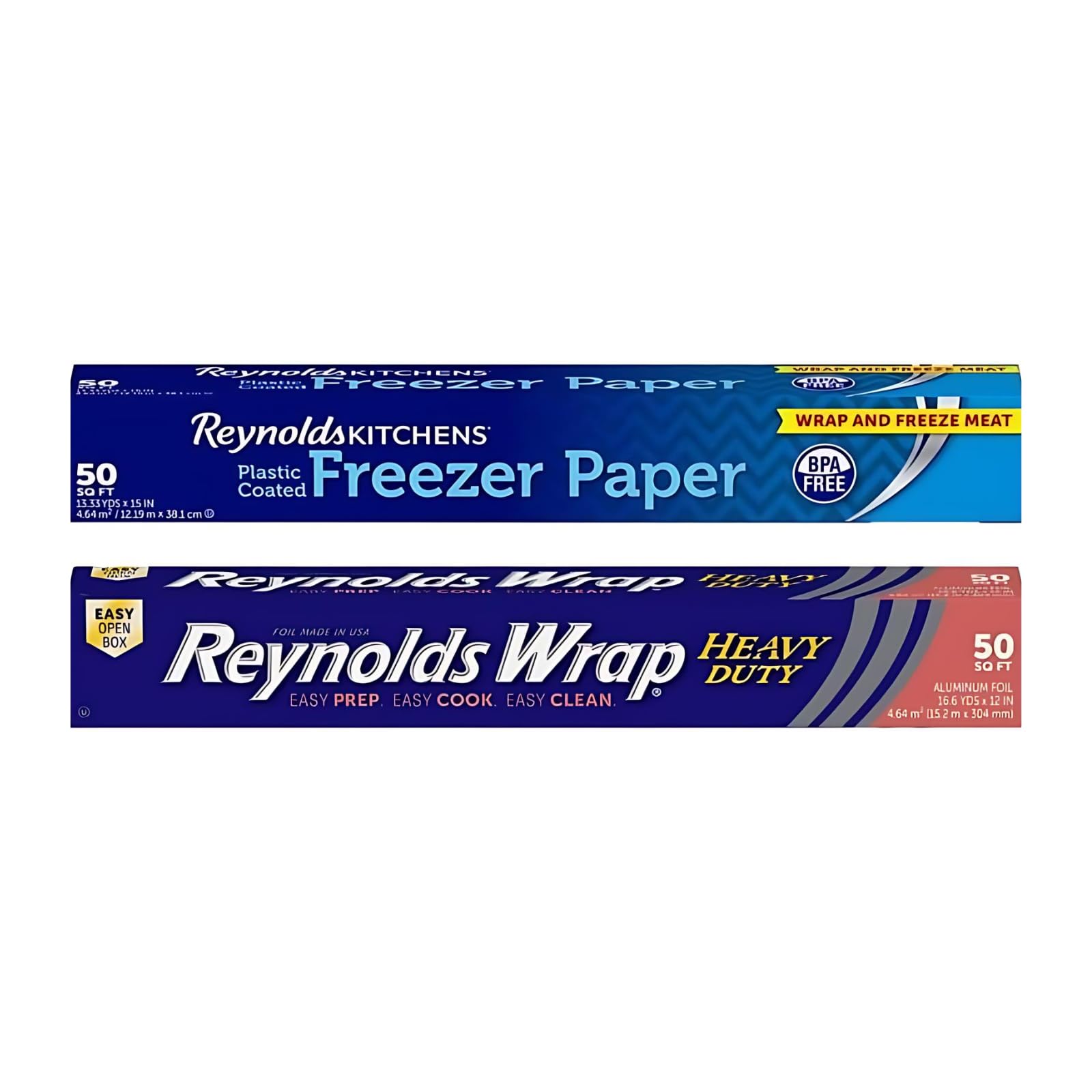 Wrap Aluminum Foil, Heavy Duty, 50 sqft & Freezer Paper, 50 sqft - Variety Pack