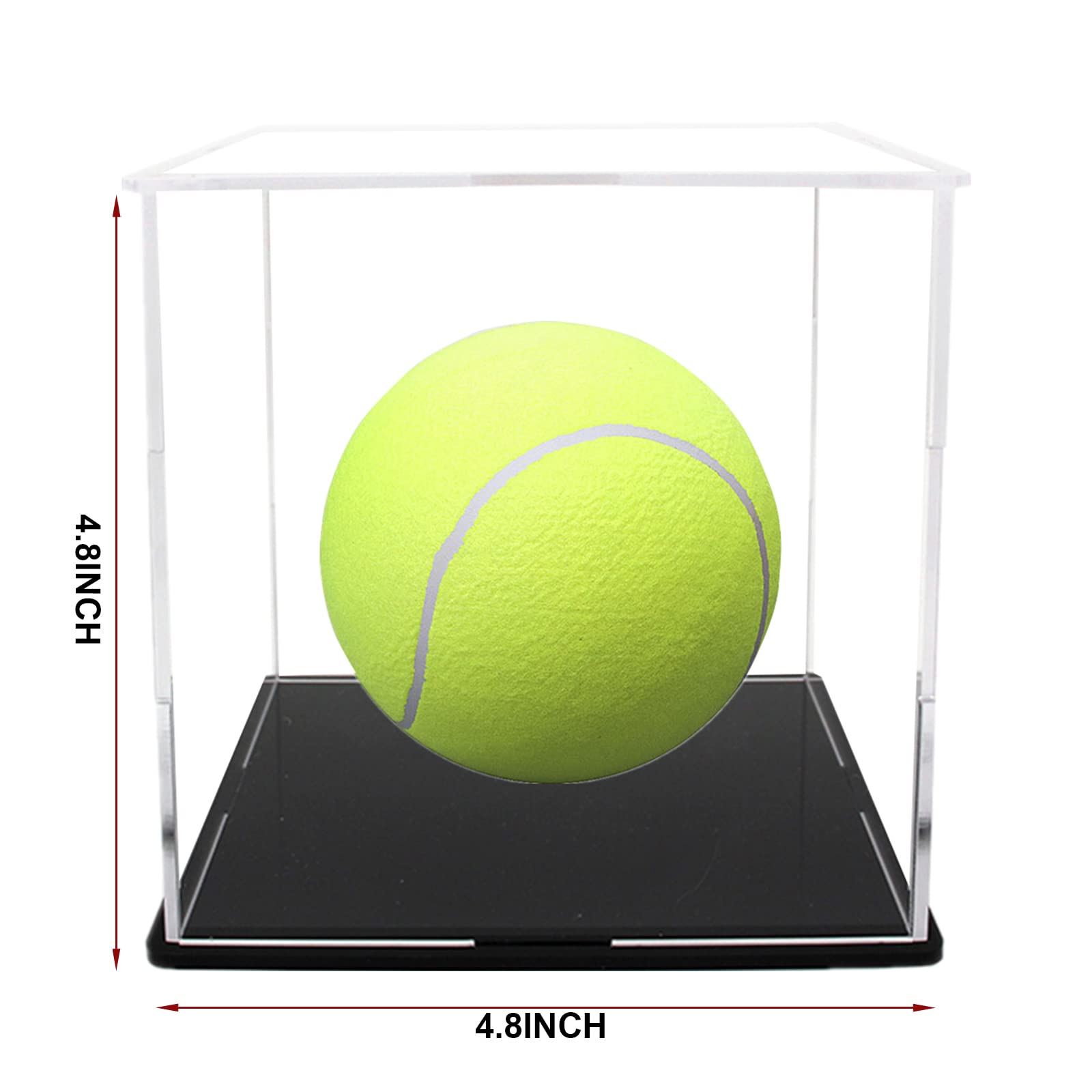 Clear Acrylic Display Case,Self-Assembly Display Box with Black Acrylic Base,Countertop Box Cube Organizer Stand Riser Dustproof Protection Showcase for Figures Toys Collectibles(4.7x4.7x4.7 inch)