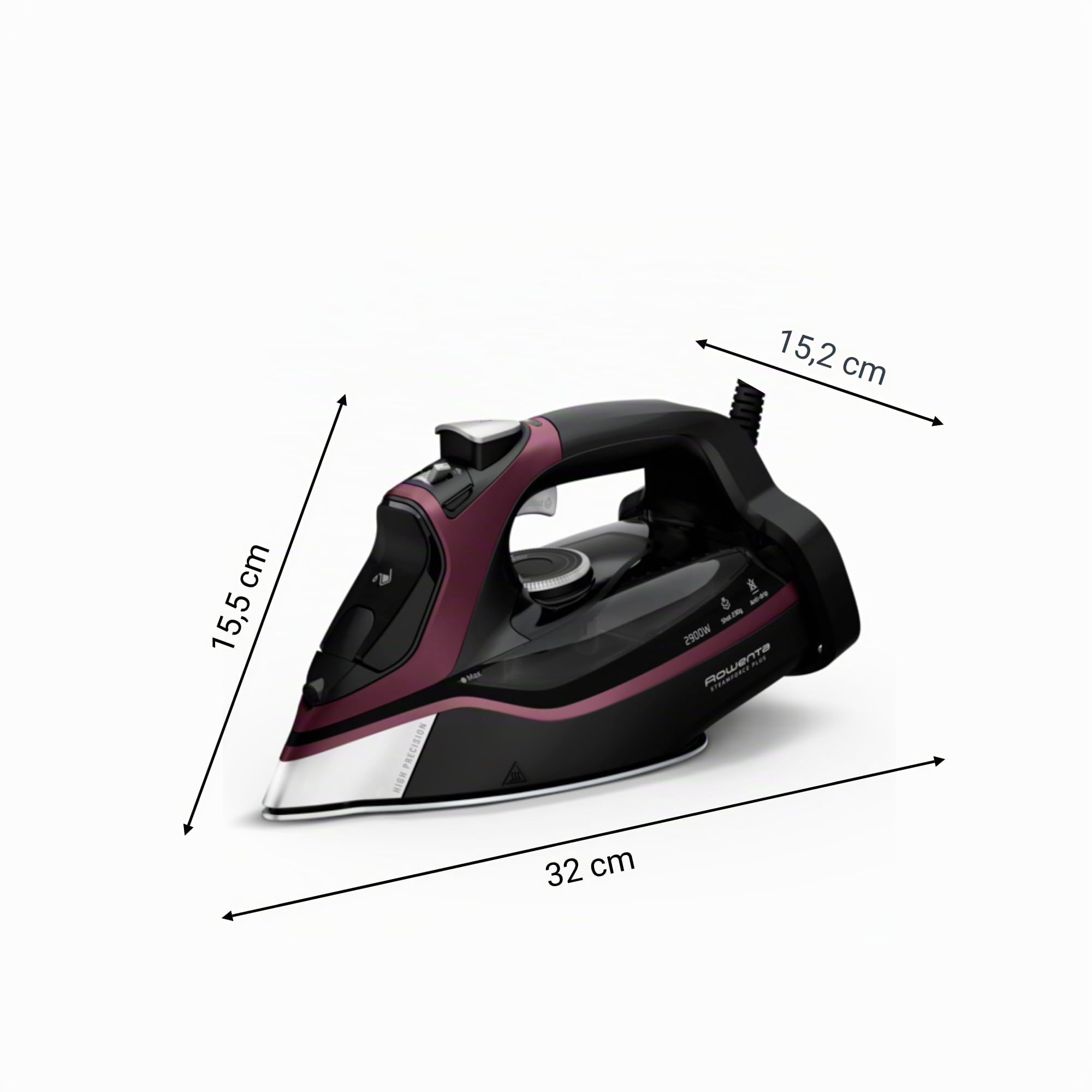Rowenta Steamforce DW9413 Fer à repasser à vapeur avec semelle Microsteam HD Profil 2900 W 45 g/min Puissance de vapeur continue 230 g/min Répartition optimale de la vapeur Anti-goutte