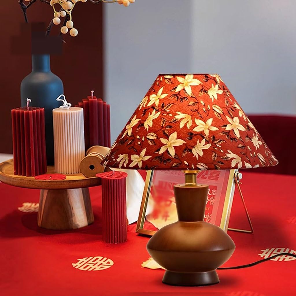 Lampe de Bureau Lampe De Table Mariage Style Rétro for La Maison, Décorative en Bois Massif for Chambre À Coucher, Salon, Armoire Latérale