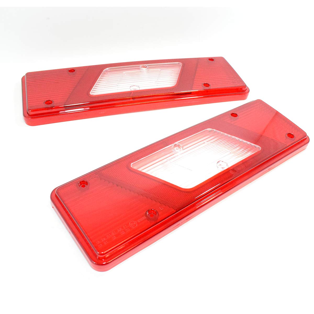 MGF 2 lenti per fanale posteriore destro e sinistro, in vetro, con marchio E, colore: rosso/bianco
