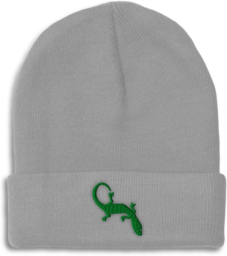 Speedy Pros Beanies for Men Lizard Embroidery Skull Cap Winter Hats for Women Acrylic One Size
