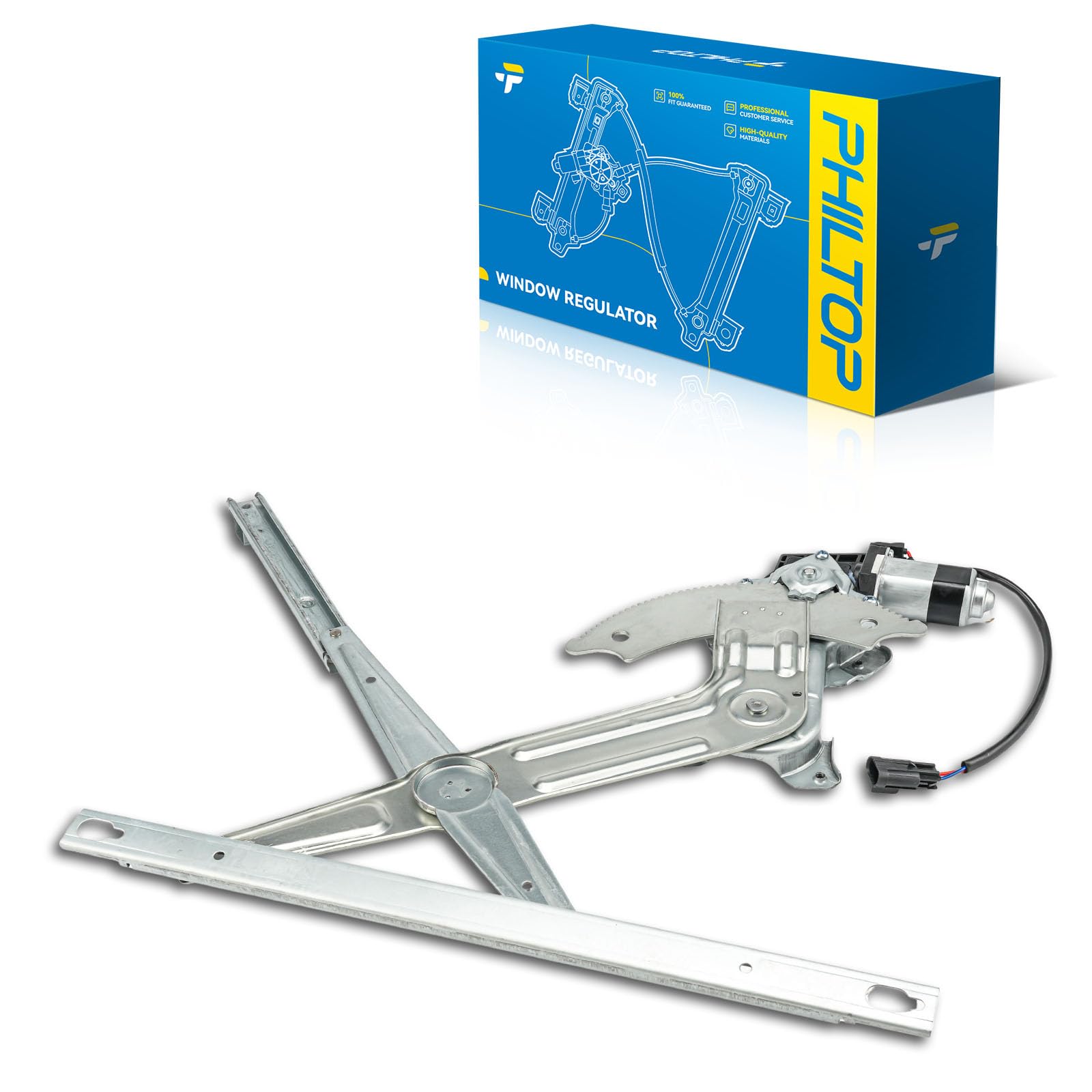 PHILTO P741-422 Front Left Driver Side Power Window Regulator and Motor Assembly Compatible with Dodge Model, Ram 1500, Ram 2500, Ram 3500, Ram 4500, Ram 5500, Bullet 45, Bullet 55,2 Pins