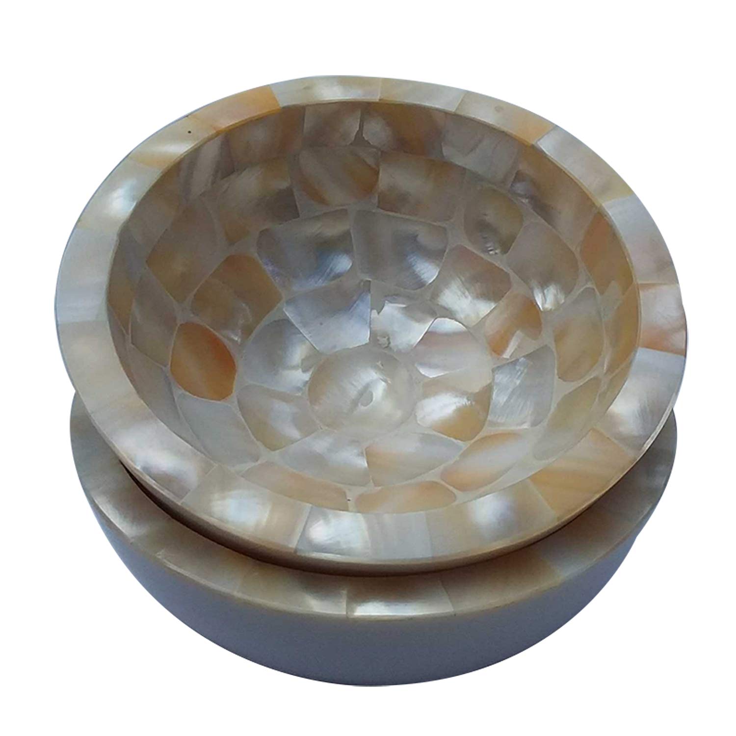 India Meets India Sea Shell Dessert Serving Bowls Set of 2 Side Dishes Ice Cream, 200 ml, Handicraft by Awarded Indian Artisan