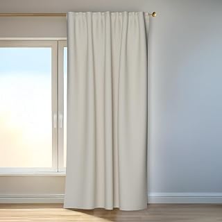 Homing Akustikvorhang Kalin Beige | Schlaufenvorhang inkl. Multifunktionsband | Blickdichter Vorhang Schlafzimmer & Wohnzimmer | Vorhang Blickdicht mit verdeckten Schlaufen | 140x245 cm | 1 STK.