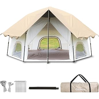 Chihee Pop-Up Stand-Up Tent Camping Tents Family Cabin Tent with Awning Porch 3 Person Outdoor Tent with Screen Room Large Capacity Waterproof and Windproof Easy Assembly Hiking