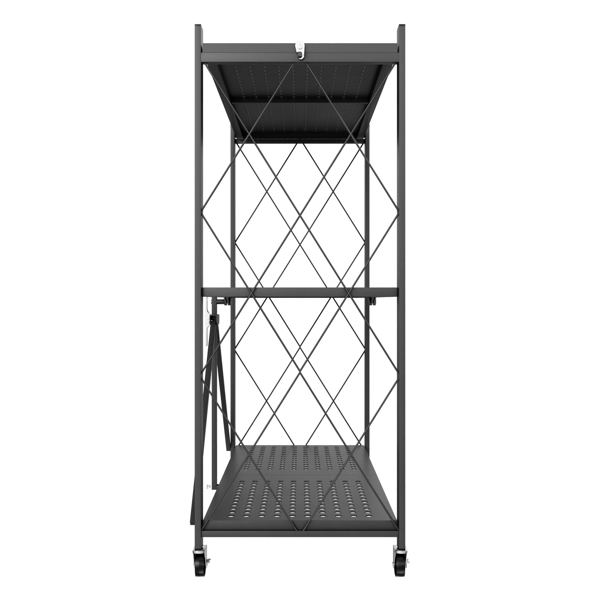 FRANKYSTAR Smithers Étagère de rangement pliable en métal noir 72 x 90 x 33,5 cm